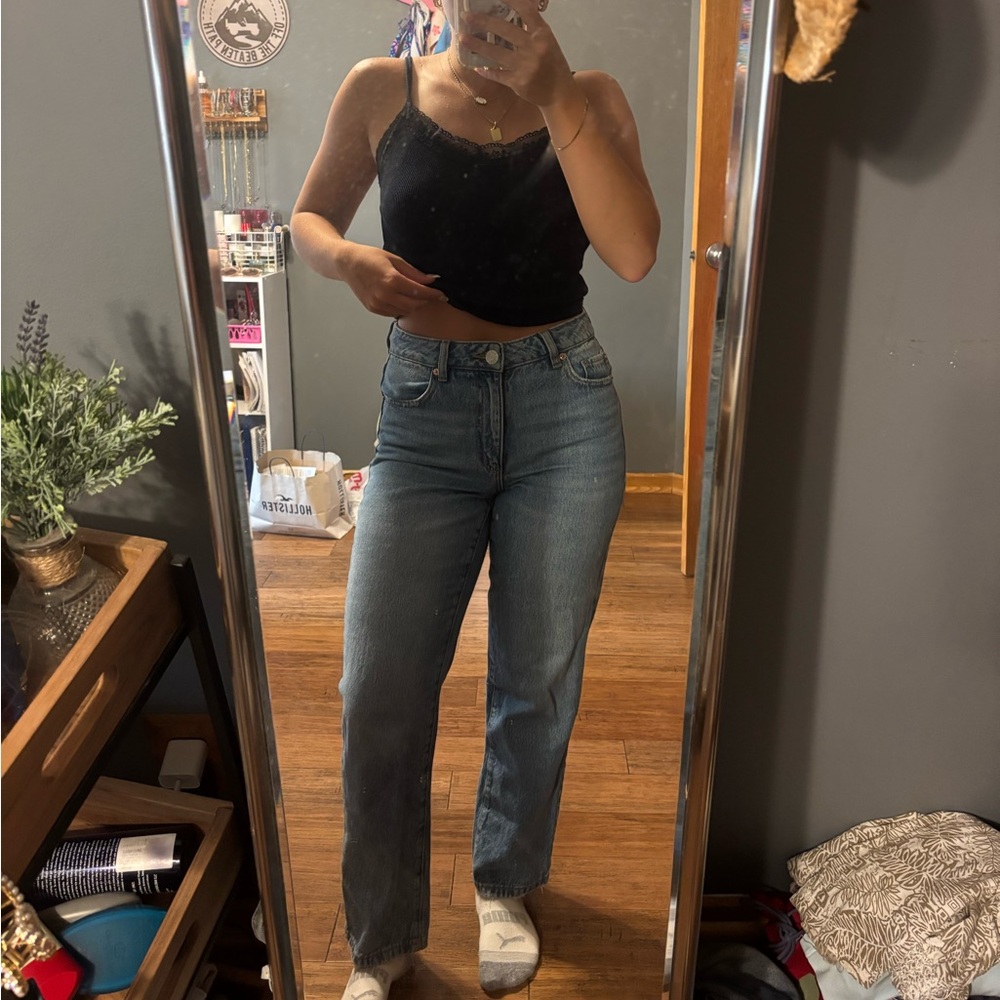 Garage Denim Blue Straight Leg Jeans